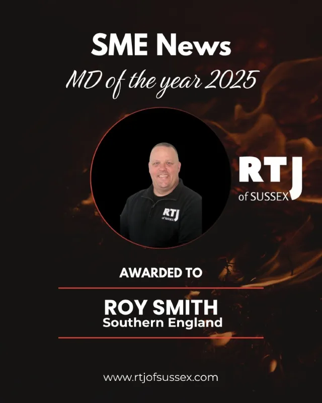 Proud moments like this don’t happen by chance — they’re built on dedication, high standards, and never cutting corners.

Being named Managing Director of the Year 2025 (Southern England) by SME News is an honour — but it’s also a reminder of why we do what we do at RTJ of Sussex.

Fire safety isn’t just about ticking boxes. It’s about staying up to date with regulations, keeping our training sharp, and ensuring every fire door inspection, fire stopping job, and extinguisher service is done to the highest standard.

The safety of our staff, clients, and the public is at the heart of every decision we make. Awards are great — but protecting people and property will always be our real success.

📧 Email: roy@rtjofsussex.com
📞 Phone: 07511140776
🌐 Website: www.rtjofsussex.com