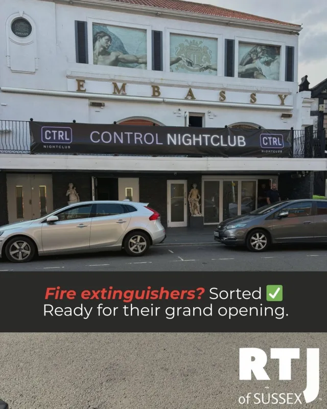 🔥 New venue, fully protected.

When a new nightclub opens its doors, the last thing they want is a fire safety issue. That’s where we come in.

CTRL Nightclub in Eastbourne called us in to complete their full fire extinguisher servicing, making sure everything was ready for a safe (and legal) grand opening.

No fuss, no corners cut just high-quality, compliant protection delivered on time. That’s what we do.

Opening a new venue or updating your fire safety kit?

Let’s make it hassle-free.

📧 Email: roy@rtjofsussex.com
📞 Phone: 07511140776
🌐 Website: www.rtjofsussex.com