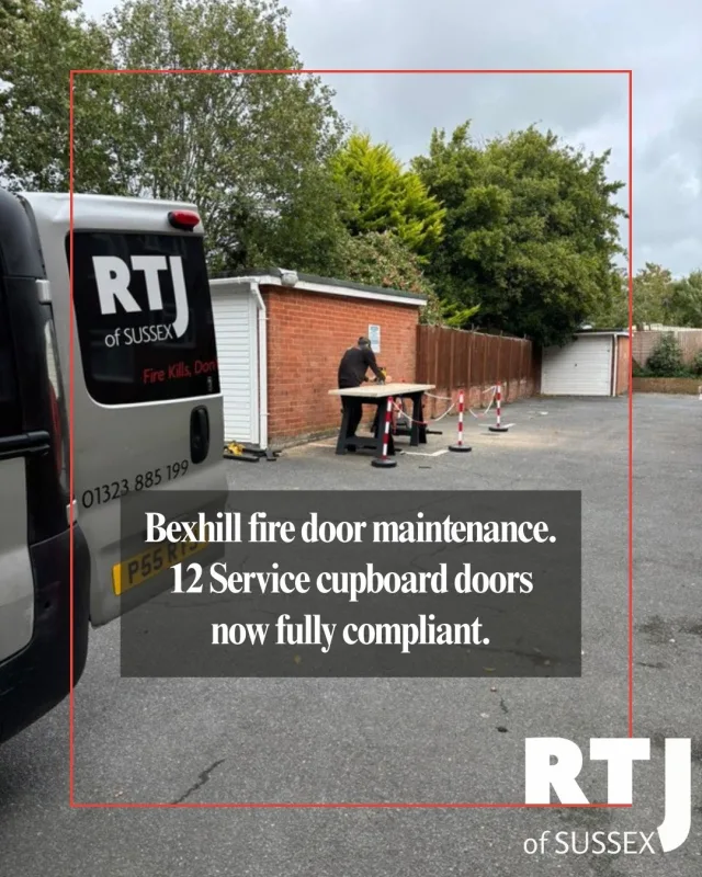 Did you know service cupboard doors play a critical role in fire safety? 🔥🚪

We’ve just completed fire door maintenance in Bexhill, bringing 12 service cupboard doors up to full compliance. Every door is now inspected, repaired, and certified to provide the protection residents and businesses rely on.

At RTJ of Sussex, we make fire safety easy and hassle-free, delivering premium quality work that gives you peace of mind.

✅ Reliable fire door inspections
✅ Maintenance that keeps you compliant
✅ Work carried out to the highest standard

If your fire doors are due a check, don’t wait until it’s too late.

📧 Email: roy@rtjofsussex.com
📞 Phone: 01323 885199
🌐 Website: www.rtjofsussex.com