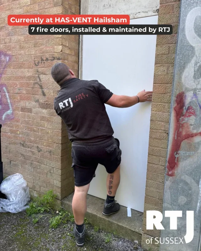We’re currently on-site at HAS-VENT Hailsham, carrying out essential fire safety work. This project includes a total of 7 fire doors, consisting of 3 brand-new installations, 1 exterior fire exit door complete with a new push bar, and 3 doors brought up to current fire safety standards through maintenance.

It’s another example of how we deliver reliable, premium-quality fire door solutions that keep businesses safe and compliant.

If your building needs fire door installation, inspections, or maintenance, get in touch today. We make the process easy and hassle-free.

📧 Email: roy@rtjofsussex.com
📞 Phone: 01323 885199
🌐 Website: www.rtjofsussex.com